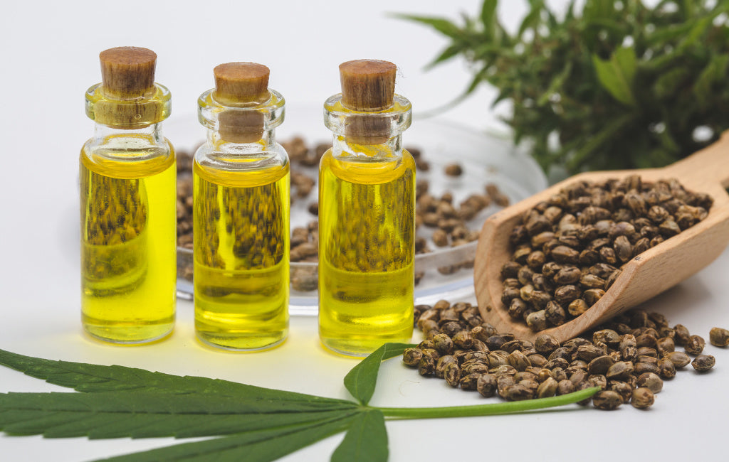 bottles of hemp oil and cbd oil