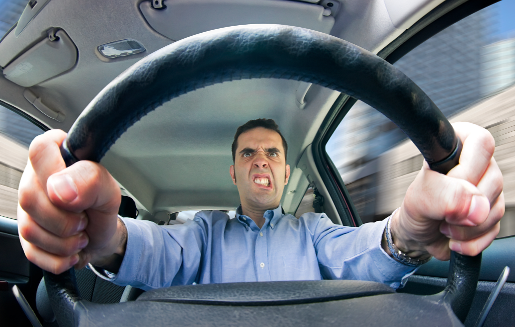 stressed man driving