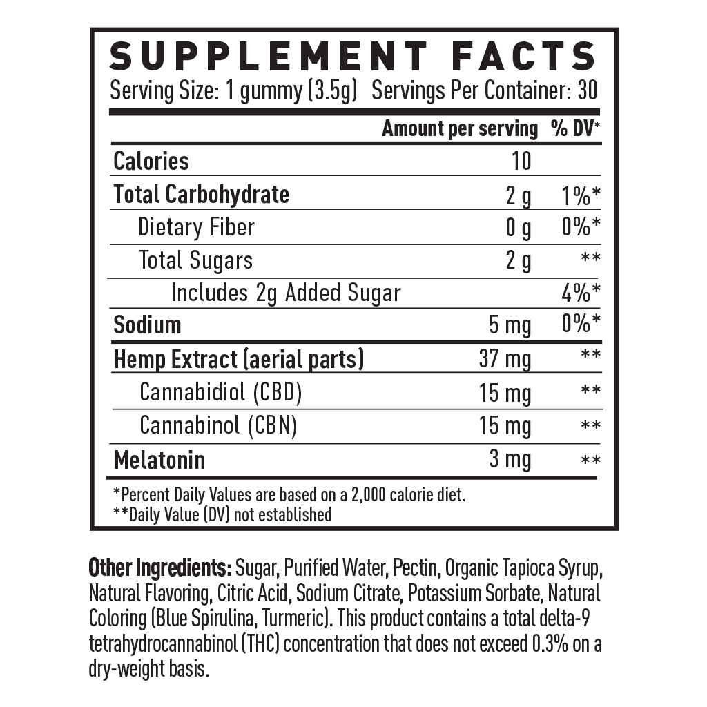 CBD + CBN Sleep Gummies Supplement Facts