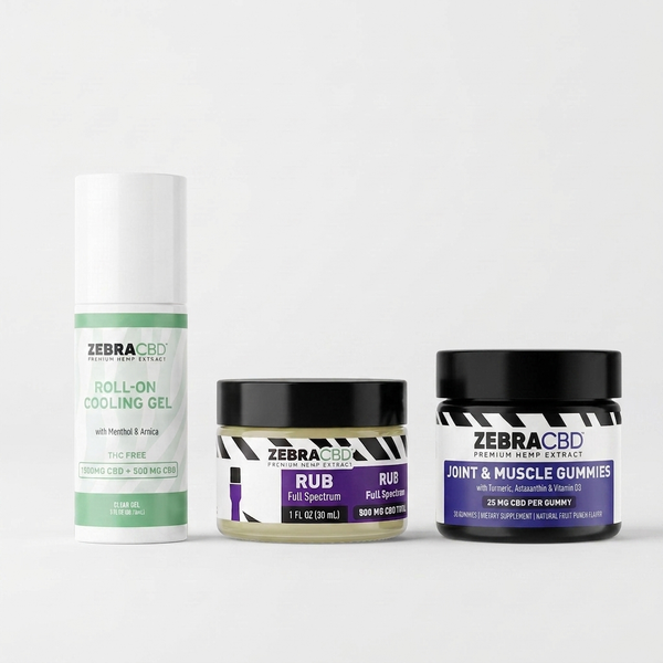 Joint and Mobility Daily Bundle - Joint and Muscle Gummies, 3oz Roll on, & 1500mg CBD Rub