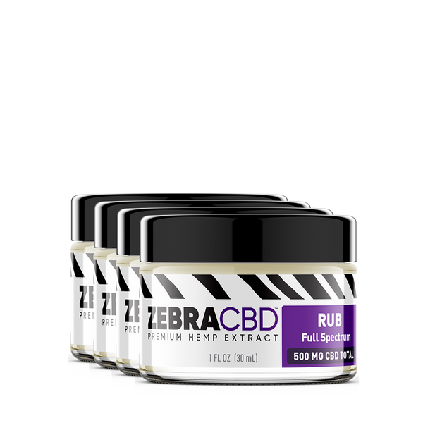4 bottles of Zebra CBD full spectrum rub