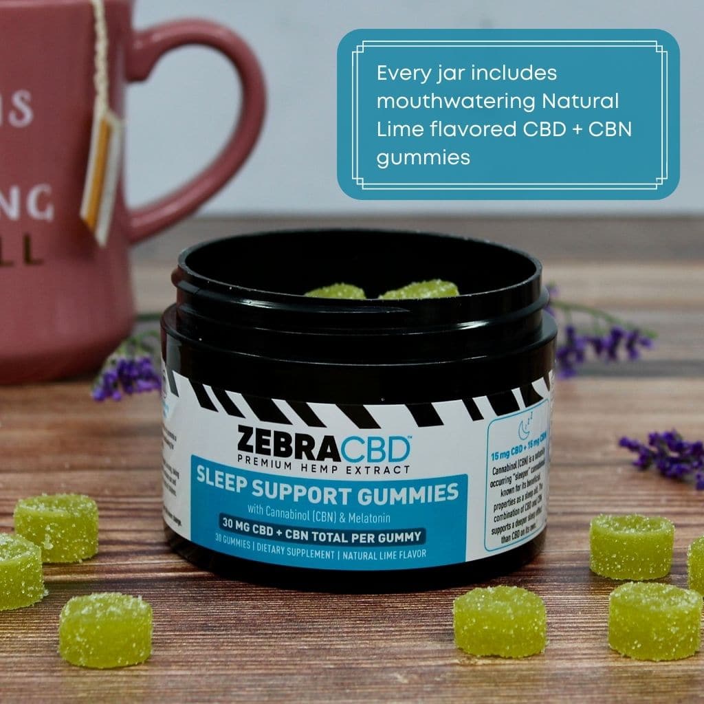  Zebra CBD lime flavored CBD and CBN sleep support gummies